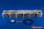 billet aluminum valve cover notched for stock injection lines on Cummins 12 valve engine