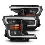 AlphaRex 880188 18-20 Ford F150 PRO-Series Halogen Projector Headlights Jet Black
