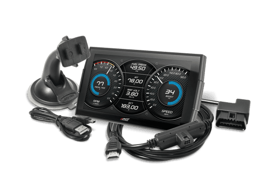 Edge Insight+ monitor 84140 installed on a diesel truck with custom tuning support