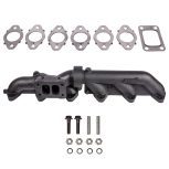 Pulse Flow Exhaust Manifold Kit Fits 2003-2007 5.9L Cummins 2-Pc T3 With Turbo Flange Hardware ATS - Image 2