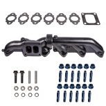 Pulse Flow Exhaust Manifold Kit Fits 2003-2007 5.9L Cummins 2-Pc T3 With Turbo Flange Hardware ATS - Image 3
