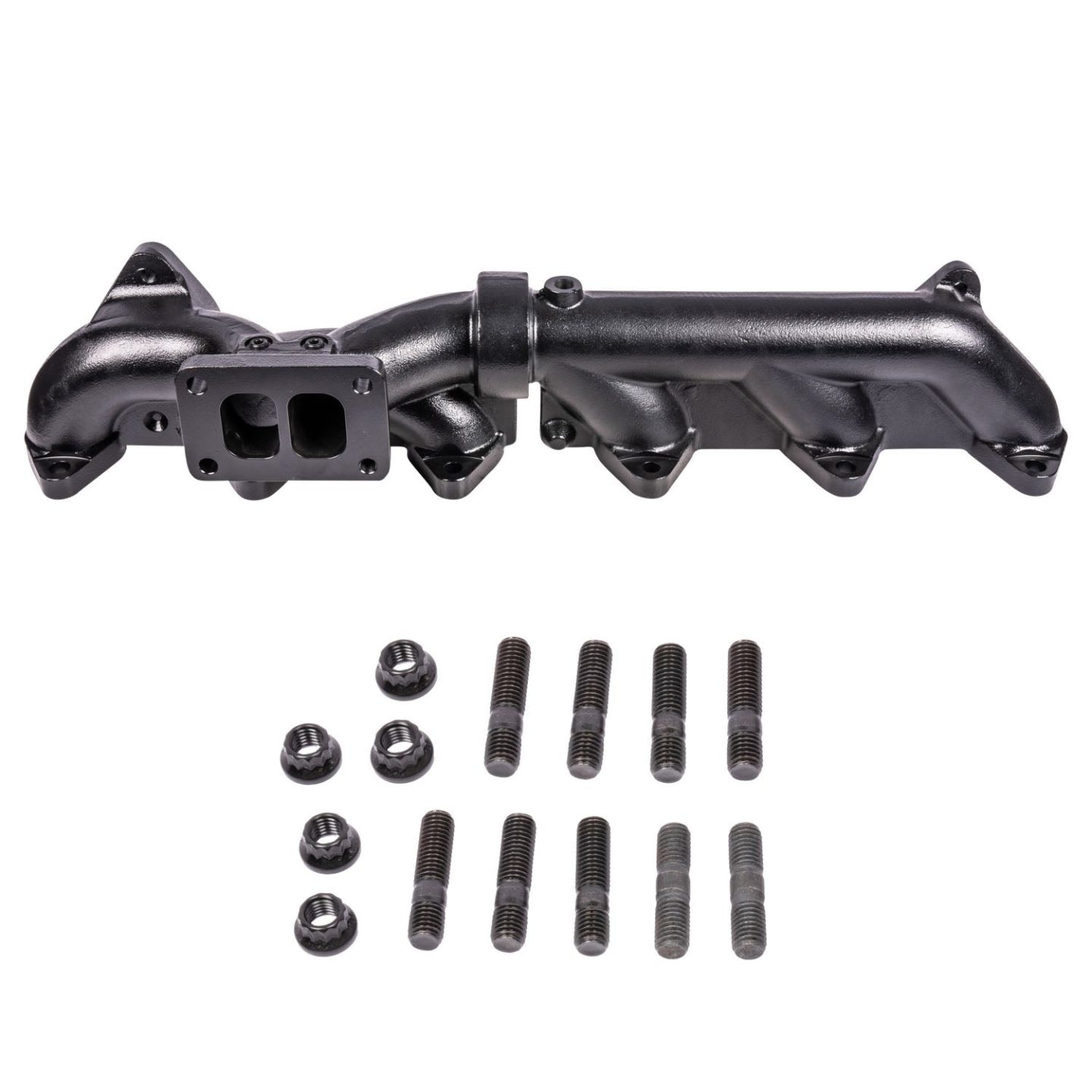 Pulse Flow Exhaust Manifold Kit Fits 2007.5-2018 6.7L Cummins 2-Pc Holset With Turbo Flange Hardware - Image 1