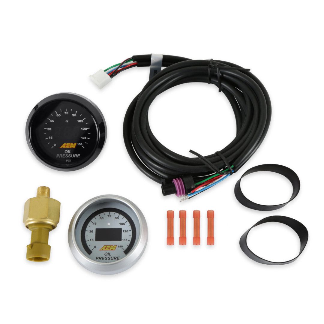 30-4407 AEM Classic Digital Oil Pressure Gauge Kit (30-4407) Oil/Fuel Pressure from 0-150 PSI - Image 1