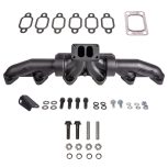 Pulse Flow Exhaust Manifold Kit Fits 94-Early 1998 5.9L Cummins 3-Pc T3 With Turbo Flange Hardware ATS - Image 9