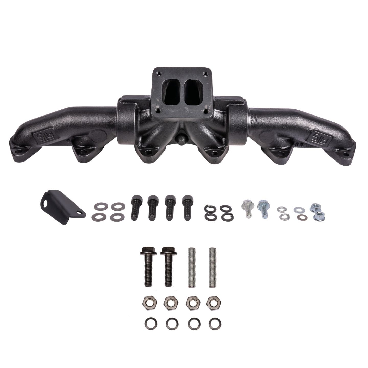 Pulse Flow Exhaust Manifold Kit Fits 1998.5-2002 5.9L 24V Cummins 3-Pc T4 With Turbo Flange Hardware ATS - Image 1
