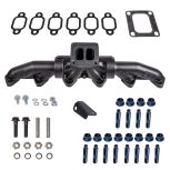 Pulse Flow Exhaust Manifold Kit Fits 94-Early 1998 5.9L Cummins 3-Pc T3 With Turbo Flange Hardware ATS - Image 3