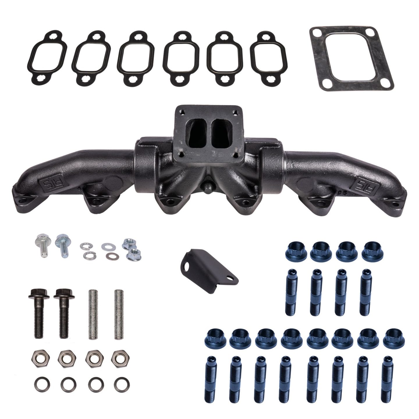 Pulse Flow Exhaust Manifold Kit Fits 1994-Early 1998 5.9L Cummins 3-Pc T4 With Gaskets Premium Hardware ATS - Image 1
