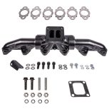 Pulse Flow Exhaust Manifold Kit Fits 94-Early 1998 5.9L Cummins 3-Pc T3 With Turbo Flange Hardware ATS - Image 12