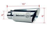 Sinister Diesel Dual Wall Exhaust Tip w/angle Cut 4"-6" Chrome (SDETAC46P) Universal - Image 2