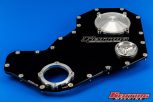 Keating Machine black anodized billet timing cover for 1994–2002 Cummins 5.9L 12 valve engine