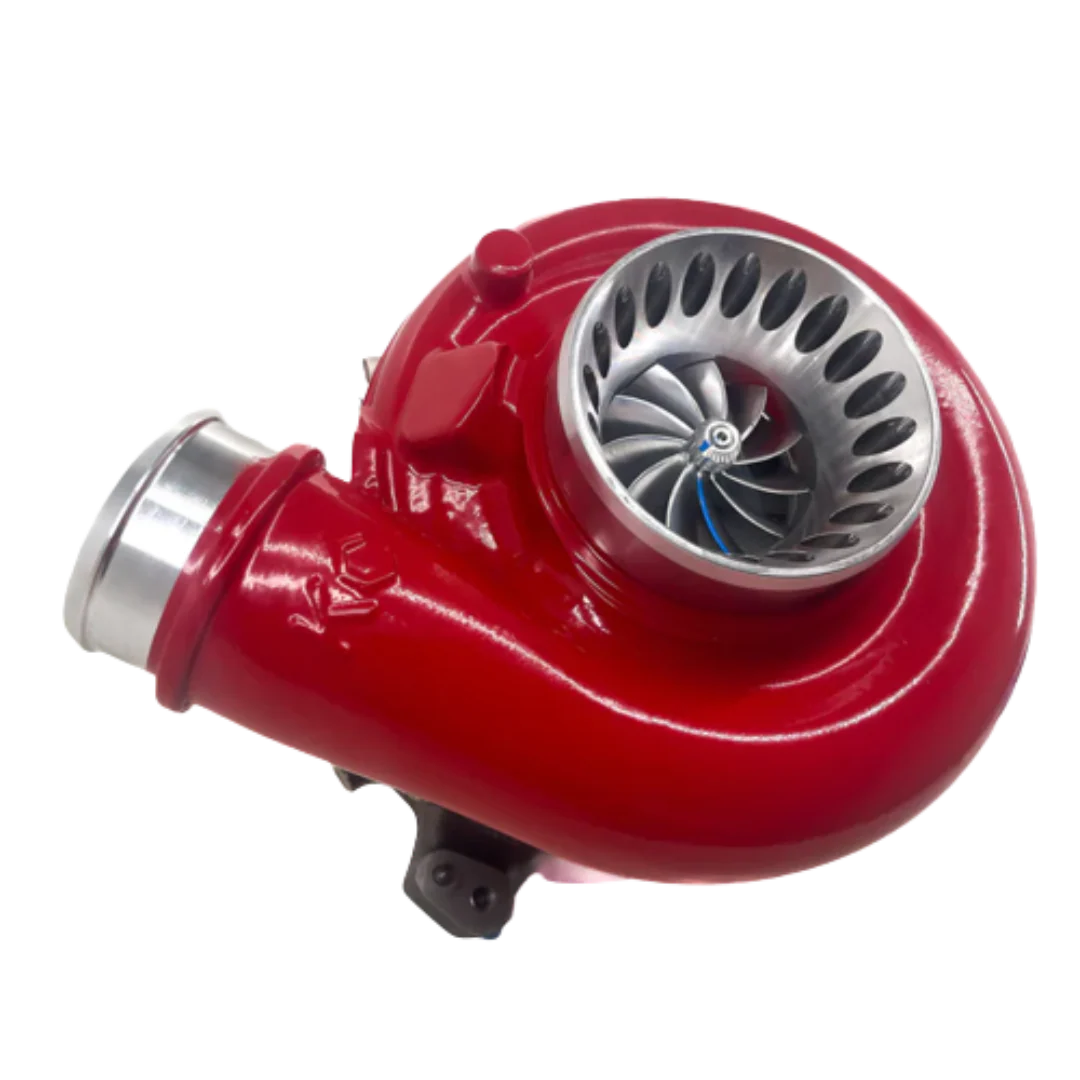 KC_Jetfire_Stage_1_Turbo_RED_6.0_POWERSTROKE KC Turbo KC300x Stage 1 Turbo 63/70 - 1.00 A/R - Fire Truck Red Finish (300718-Rd) For 1994-1998 Powerstroke 7.3L OBS - Image 1