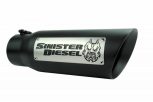 Sinister Diesel Dual Wall Exhaust Tip w/angle Cut 4"-5" Black (SDETAC45B) Universal