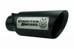 Sinister Diesel Dual Wall Exhaust Tip w/angle Cut 4"-6" Black (SDETAC46B) Universal