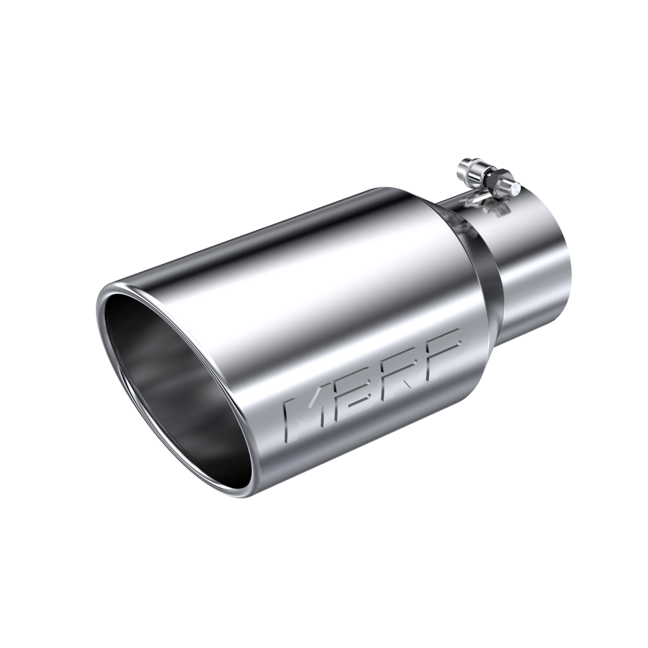 T5073_0-BKSJ__45910 MBRP Tip, 6" O.D. Angled Rolled End (T5073) 4" inlet 12" length, T304 - Image 1