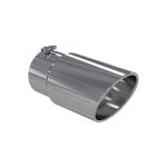5" Inlet Exhaust Tip (T5075), Single Wall, Rolled Angle Cut, T304 Stainless Steel