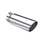 5" Inlet Exhaust Tip (T5125) Single Wall, Rolled Angle Cut, T304 Stainless Steel