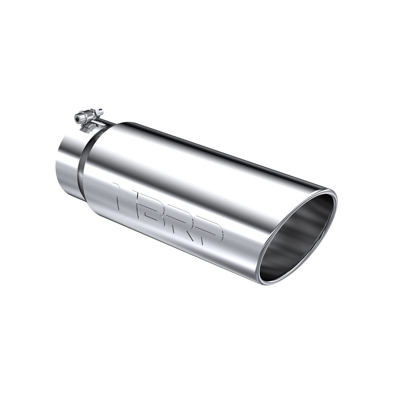T5125 5" Inlet Exhaust Tip (T5125) Single Wall, Rolled Angle Cut, T304 Stainless Steel - Image 1
