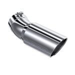5" Inlet Exhaust Tip (T5154), 6" Outlet, Single Wall, Rolled Angle Cut, T304 Stainless Steel