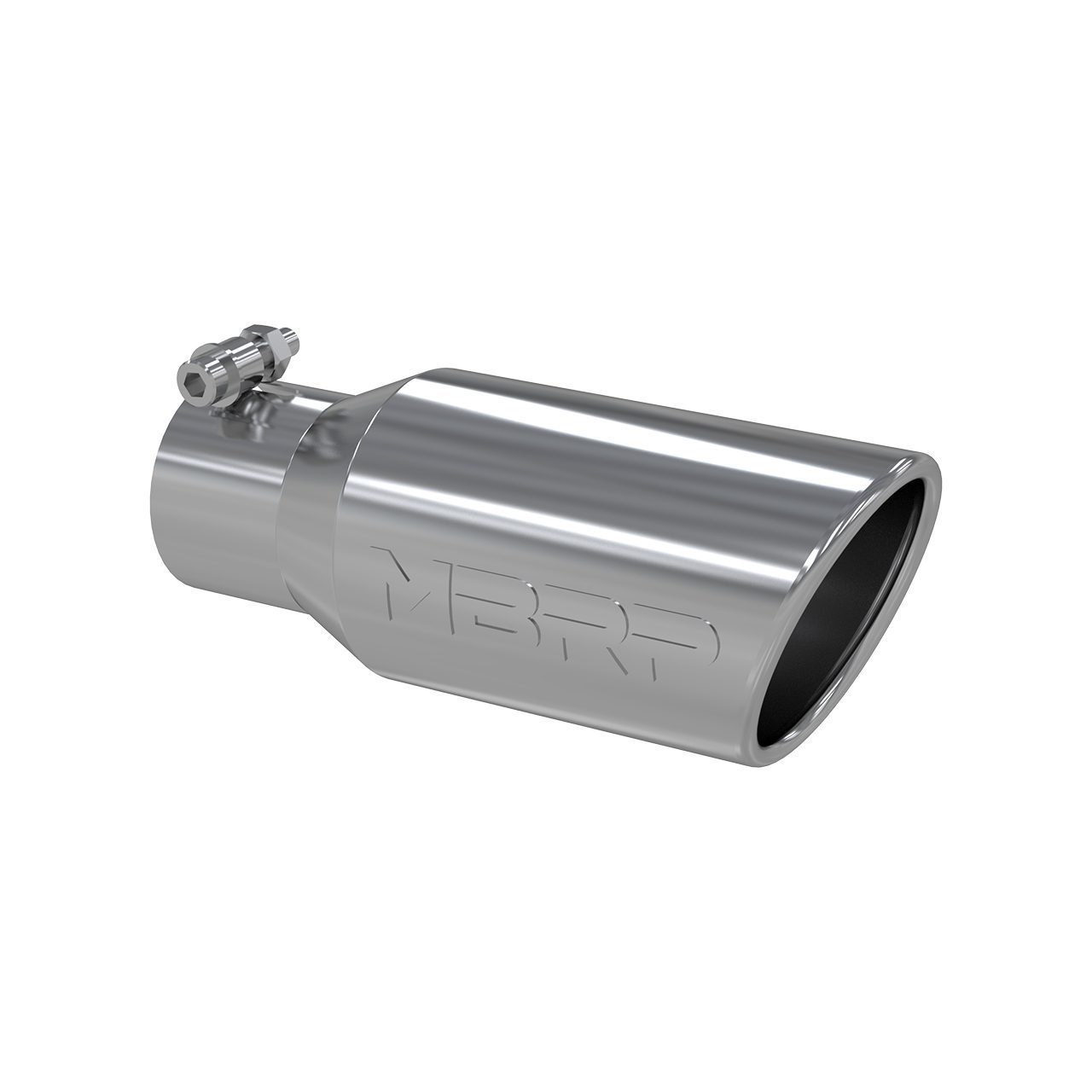 T5157 2.75" Inlet Exhaust Tip (T5157), Single Wall, Rolled Angle Cut, T304 Stainless Steel - Image 1