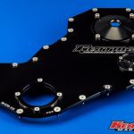 Keating Machine black anodized 12 valve billet timing front cover with 12AN port for Cummins 5.9L
