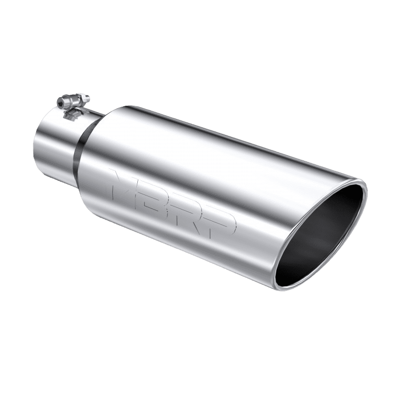 Untitled design (31) MBRP 4" Inlet Exhaust Tip (T5130) T304 Stainless Steel Single Wall, Rolled Angle Cut - Image 1