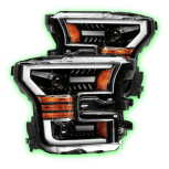 AlphaRex PRO-Series Halogen Projector Headlights Jet Black (880158) for 2015-2017 Ford F150