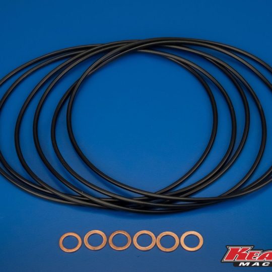 KM Cummins 5.9L seal kit with –158 O-rings and M8 copper crush washers for 12-valve engines