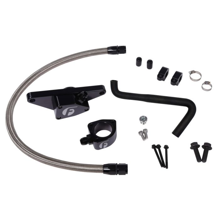 fpe-clntbyps-cummins-0607-ss_1 Fleece Coolant Bypass Kit w/Stainless Steel Braided Line (FPECLNTBYPSCUMMINS0607SS) for 2006-2007 Cummins 5.9L w/AT - Image 1